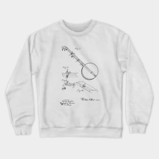 Banjo Vintage Patent Hand Drawing Crewneck Sweatshirt